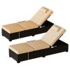 [Outdoor Sun Loungers] 2pcs Patio Chaise Lounge Set | Outdoor Adjustable Reclining Sun Loungers with PE Wicker & Steel Frame, Water-Resistant Cushions for Poolside, Beach, Backyard, All-Weather Furniture by GOCAPTAIN
