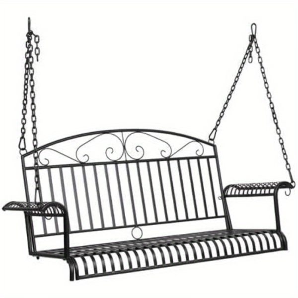 product-open-9661c9fb55294d0682cf1f8379064fd2-goods Bonnlo Metal Patio Porch Swing, 660 LBS Weight Capacity, Suitable for Two-Person, for Outdoors, Gardens and Yards, Black