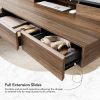 product-open-9678edef1b2d4767a8a38c52e75b7b17-goods Electric Standing Desk with Drawers | 48 Inches Height Adjustable, Monitor Shelf, Whole-Piece Board, 4 Memory Height Settings, Classic Wood Color, PERLECARE