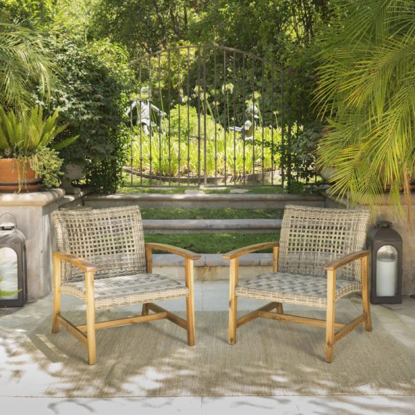 product-open-970c7aedde6141a681cc2585e269269d-goods Outdoor Acacia Wood Wicker Club Chairs with Acacia Wood Frame, 2pcs Set