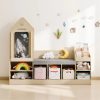 Bookshelf Featuring a Cozy Reading Corner, Wooden Organizer for Storage Equipped with a Chalkboard And Bench, Ideal Reading Nook for Boys And Girls, Shelf Suitable for Bedroom, Nursery, Or Playroom, Crafted from Natural Oak