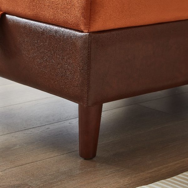 product-open-9751e624639f467fa4c6f7b22aee3e62-goods 65-Inch Storage Chaise Lounge Sofa in Brown PU And Orange Velvet