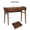 product-open-97ba98be678d46f99233d81bfae17baf-goods COSTWAY Extra Long 39.5" Bamboo Computer Desk with 2 Storage Drawers & Open Shelf - Heavy-Duty Writing Desk, Space-Saving Home Office Desk, Natural Brown Finish, Easy Assembly, Sturdy Bamboo Construction for Study, Living Room
