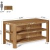 product-open-980bbe8a52d5411c979b14f94440198d-goods 63-Inch Solid Wood Kitchen Island with Ample Storage Shelves, Farmhouse Style Kitchen Island Table with Seating, Counter Height Bar Table for Dining Room & Kitchen, Sturdy Construction & Easy to Assemble