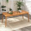 product-open-985e5e9f90f244c8b631fc198adf3a45-goods LIFEZEAL Extra Long 79" Outdoor Dining Table - Heavy-Duty Acacia Wood Patio table with Umbrella Hole, Large Rectangular Bistro table for Backyard, Deck, Poolside - Seats 8 People, Chairs Not Included, Backyard Gathering Spot, Slatted Wood Design, Deck Furniture, Rustic Charm, Sturdy Build, Garden Parties