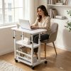 product-open-98f57252f44d4287a9ca8cd13b378f11-goods Height Adjustable Computer Desk with Storage Shelf and Wheels, Mobile Rolling Desk for Home Office, Small Space Study Workstation Desk