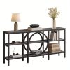 product-open-98fde9dba3194570b834b9a083a0e50b-goods Industrial Farmhouse Console Table - Extra Long 66.9 Inch Narrow Sofa Table with 3-Tier Reclaimed Wood Shelves & Sturdy Metal Frame, Space-Saving Storage Cabinet for Entryway, Hallway, Living Room - Easy Assembly, 50lb/Shelf Capacity, Entryway Organizer | Industrial Chic | Elevated Metal Legs