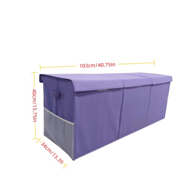 3-Grid Storage Organizer, Extra-Large Foldable Sturdy Basket with Mesh Pockets, 40 Inches Size, Pink Purple Grey Kids Container, Holiday Gift for Multi-Scene