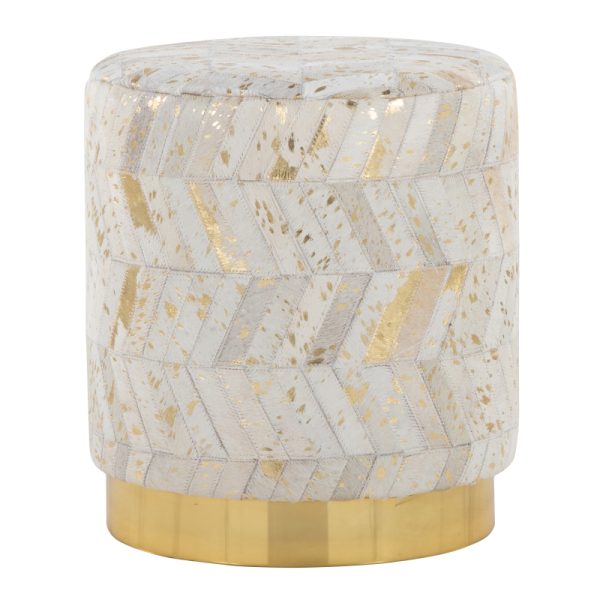 product-open-9942363840c643a59e31e9b43c99a036-goods Leather Ottoman in Golden Metal and Ivory Leather with Golden Splatter