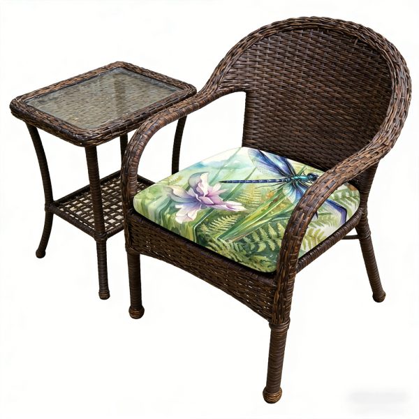 product-open-9976780a67944ea4aead63c9dc82c037-goods 1pc Silent Winged Dragonfly Pattern Courtyard Chair Seat Cushion, Indoor And Outdoor Seat Cushions, Back Cushions, Size 19.7*17.7*1.57inch, Suitable for Garden Chairs, Office Chairs And Floor Seats. Soft And Comfortable