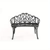 [Heavy-Duty Outdoor Bench] Heavy-Duty Cast Aluminum Outdoor Bench with Elegant Black Wrought Iron-Like Design - Heavy-Duty Garden, Patio, Park Bench - All-Weather & Rustproof - Sturdy Curved Backrest & Footrest - Easy Assembly for Deck, Lawn, Front Porch - Modern Outdoor Furniture with Butterfly Patterns - Smooth Edges for - Comfortable & Stable - Durable Cast Aluminum - Black