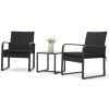 Bezseller 3pcs Outdoor Furniture Set, Rattan Bistro Set with Coffee Table, Sturdy Steel Frame with Cushions for Garden, Balcony, Poolside, And Backyard