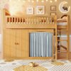 product-open-9a66ef4a698245bdae44689638e3e07e-goods Twin Size Loft Bed with Storage Cabinet, Wardrobe And LED, Wood Color And Espresso