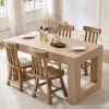 product-open-9a745b5788d5409899aa2d04b0335057-goods Andehomy 63" Modern Farmhouse Dining Table Suitable for 4-6 People, Rectangular Kitchen Island Table with Sturdy Legs & MDF Top, Natural Oak, Assembly for Dining Room, Living Room, Kitchen, Space-Saving