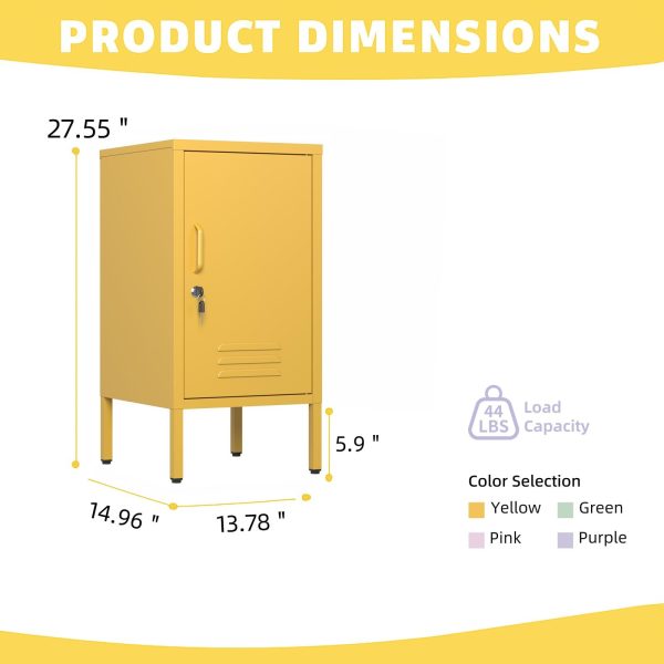 product-open-9b0788f856ae4d6c9732b0b7b70319f9-goods Metal Office Filing Cabinet, Lockable Storage Cabinet with 2 Adjustable Shelves for Documents, Modern Steel Side Table with Lock for Home Office, Bedroom Nightstand, Secure Ventilated Locker