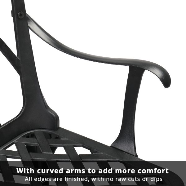 product-open-9bb4689b2496483eb816b8cc98e604a9-goods Extra Wide 38 Inch Outdoor Bench Orchid Curve Back Ergonomic Design Patio Villa Aluminum Bench Aviation Aluminum Anti Rust Anti Slip Anti Side Tip Garden Deck Porch Chairs