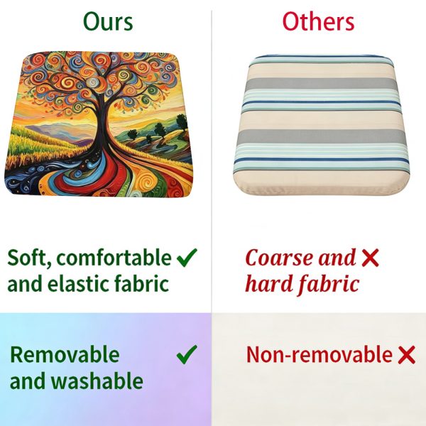 product-open-9bf2aeb17b7245568a1eb32811ca0900-goods 1pc Spiral Flower Tree Pattern Courtyard Chair Seat Cushion, Indoor And Outdoor Seat Cushions, Back Cushions, Size 19.7*17.7*1.57inch, Suitable for Garden Chairs, Office Chairs And Floor Seats. Soft And Comfortable
