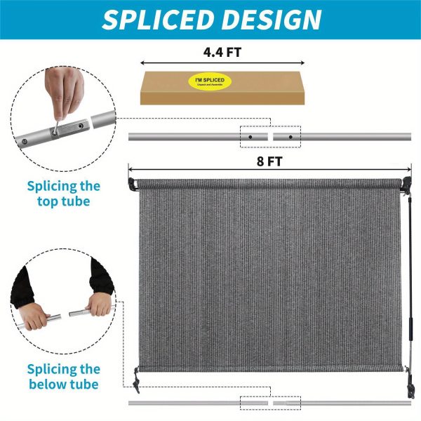 product-open-9c7217382f9d4e08ad69e3a15782a10e-goods Outdoor Space Roller Shades Package - Effortless Cordless Design Includes 2 Poles + Heavy Duty Shade Cloth