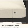 Outdoor Patio Lounge Chair with Beige Cushions, Black Aluminum Frame, Wood Armrests, Modern Style, Ideal Fathers Day Gift
