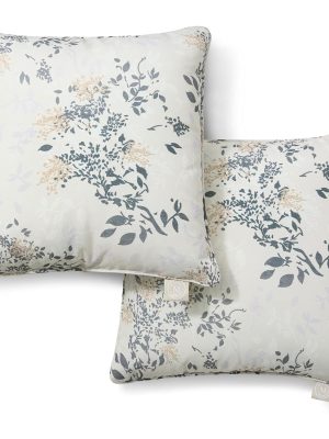 Set of Two Decorative Pillows with a Charming Floral Design, Suitable for Both Indoor And Outdoor Use, Featuring UV Fade Resistance And Water Repellent Properties, in a Warm Grey Color, Measuring 18X18 Inches