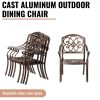 9pcs Cast Aluminum Outdoor Patio Dining Set - Ornate Scrollwork Design, Weather-Resistant Rust-Proof Frame, Square Table & 6 Cushioned Chairs, Suitable for Garden, Backyard & Poolside