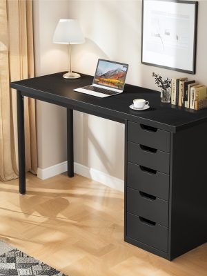 47-Inch Computer Desk, Contemporary Work Desk Featuring 5 Drawers And a Metal Frame, Minimalist Writing Desk Suitable for Home Office Use