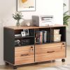 product-open-9e540653927847f1b7f541634034016c-goods 2 Drawer Wood Mobile Large Lateral File Cabinet with Lock, Lockable Rolling Filing Cabinet with Storage Shelves, Printer Stand Office Storage Cabinet for Home Office Fits Files Legal/A4, White