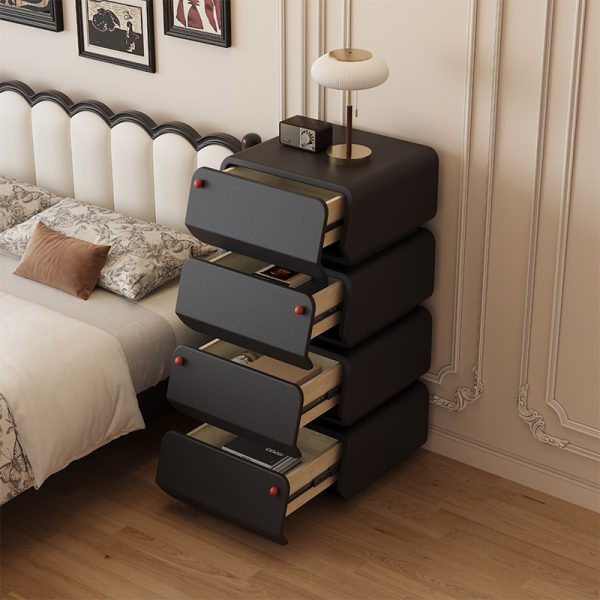 product-open-9ee6d111606a4c8b93e2c03ddf7efbd0-goods Modern Stackable Nightstand, 1set Double-decker Locker. Modular Bedside Table, Minimalist Black & White Storage Drawer, Space-Saving Accent Furniture for Bedroom & Living Room, Silent Soft Close Rails, Scratch-Resistant PU Finish, Easy Assembly