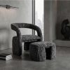 1pc Modern Accent Living Room Chair Set with One Ottoman, Upholstered Barrel Sherpa Lounge Side Chair, Comfy Side Reading Reclining Chair for Living Room, Bedroom, Apartment, Reading Room, Office