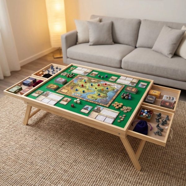 product-open-9f89bc85ae794d60a0a27b31c83d1a86-goods This Multifunctional Game Table Is Foldable And Features Drawer Storage Compartments. The Non-Slip, Integrated Storage Design Is Perfect for Puzzles, Board Games, And Camping - Combining Entertainment, Office Work, And Storage
