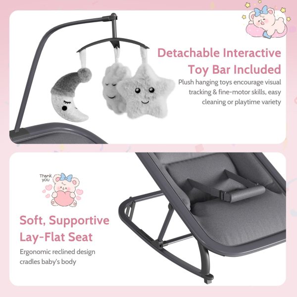product-open-a01f6b5924ee44babcf5460d4b3274bd-goods 2-in-1 Collapsible Bouncer and Rocker Seat - Lightweight, Quiet, 3-Position Adjustable Cradle -No Assembly Needed, Portable Nursery Chair, Ideal for Showers