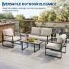product-open-a027a7787a4142638cab8d88ecf72cf9-goods 4pcs Outdoor Patio Furniture Set in Grey, Conversation Sofa Set with Metal Frame And All-Weather PE Rope Weaving, UV Resistant And Waterproof Couch with Table for Garden, Balcony, Backyard