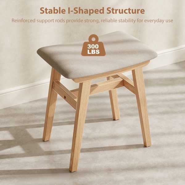 product-open-a0847367443f405d8e575d6f129192a5-goods Solid Wood Vanity Chair, 18.5 Inch Height Vanity Stool, Chair for Bedroom, Durable And Sturdy, Padded Seat, Modern Easy, Home Decor Additions, Limited-Time Flash, Free Shipping