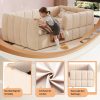 product-open-a09661bdf41f489b93770963eb301d34-goods Upholstered Floor Daybed with Removable Guardrails, Compatible with Standard US Mattresses, Safety Bed with High Headboard And Footboard, Beige