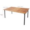 product-open-a0a591f0c6764b5cb9c3b77bb544bcd7-goods Large Outdoor Acacia Wood Dining Table with Umbrella Hole - 6-Person Rectangular Patio Table, Heavy-Duty Metal Frame & Slat Tabletop, for Garden, Backyard, Poolside, Deck (63"L x 36"W x 30"H) - Easy Assembly, Wood