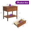 product-open-a11014ed27194d76921ae10795380662-goods PAPAJET Solid Wood Nightstand with Drawer Walnut Bedside Table Mid Century Bedroom Furniture Single or Set of 2 Options