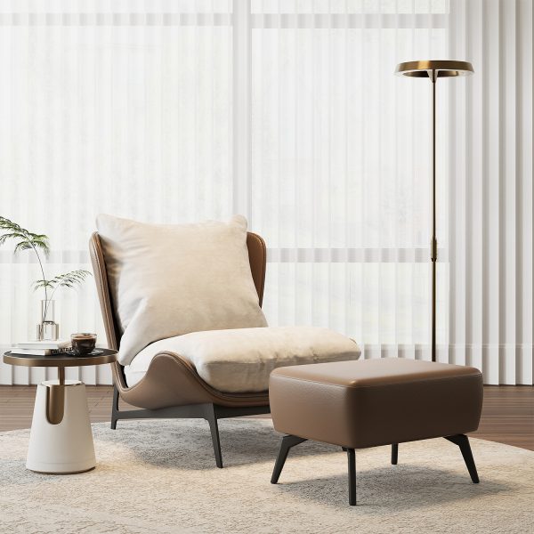 product-open-a126f580c34b47da98e1c0641f6a28a1-goods Modern Single Sofa Chair with Ottoman Footrest - Comfortable Armchair with Armrests, Solid Wood Frame & Cushioned Seat, Beige/ Brown/Black/Navy Blue/Gray Upholstered Fabric Accent Chair for Living Room, Bedroom, Balcony - Easy Assembly Required, Space-Saving Design, Foam Padding & Sturdy Hardwood Construction, Minimalist Style, Versatile for Reading or Relaxing
