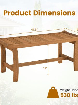 2pcs 41.5-Inch Outdoor Wood Bench Set, 2-Person Backless Patio Dining Bench with Slatted Seat And Raised Edges, 530 Lbs Weight Capacity, Rustic Loveseat for Entryway And Living Room