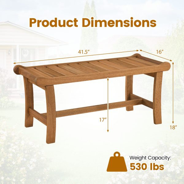 product-open-a1795726115e46f596c5e9982f92794f-goods 2pcs 41.5-Inch Outdoor Wood Bench Set, 2-Person Backless Patio Dining Bench with Slatted Seat And Raised Edges, 530 Lbs Weight Capacity, Rustic Loveseat for Entryway And Living Room