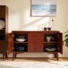 product-open-a22ea7355d174ed1a2674d633a940506-goods-1 47. 3" Mid Century Modern Sideboard Buffet Cabinet, Kitchen Buffet Cabinet with Solid Wood Frame Legs and Wooden Handle, Storage Cabinet with 2 Doors and 3 Drawers for Kitchen, Dining, Living Room, Walnut