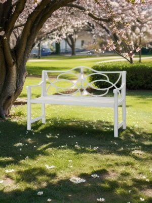 Outdoor Heavy-Duty White Iron-Look Steel Garden Bench with Backrest & Armrests - 2-3 Seater Slatted Park Bench, White Metal Frame for Patio, Porch, Balcony, Yard - Durable Low-Maintenance Furniture (No Wood), Garden Seat, Garden Bench Seat, Benches For Outside, Garden Furniture, Balcony Furniture, Patio Furniture, Bench Seating, Patio Bench, Bench Seat Indoor, Outside Bench