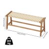 product-open-a2ae20f00d1848ed842efb7fcdc66c65-goods 47-Inch Teak Outdoor Bench, Backless Wooden Dining Seat with Woven Fabric, Sturdy Wood Legs, Suitable for Indoor/Outdoor Use in Porch, Backyard, Deck, Or Entryway