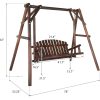 [Heavy Duty Swing] Bonnlo Heavy Duty 880 LBS Wooden Patio Porch Swing with A-Frame Stand, Hanging Swing Bench Chair with Frame for Outside, Yard, Garden (Rustic Sequoia Dusk/Natural)