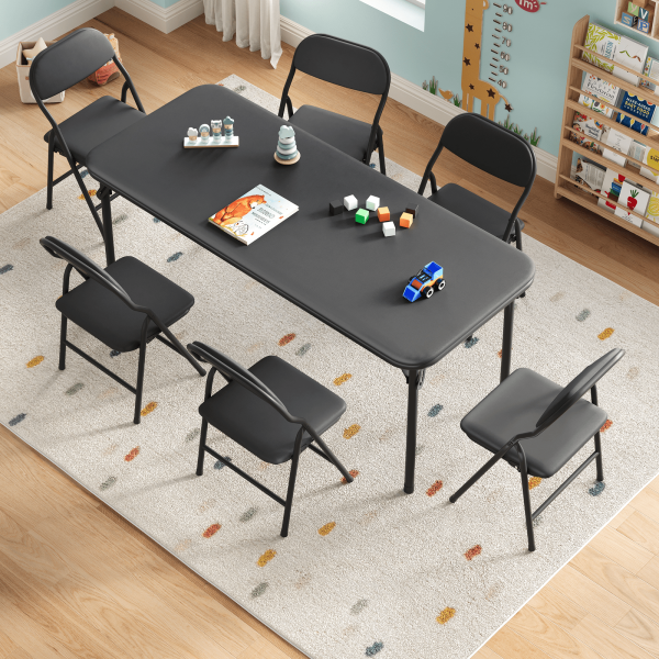 7pcs Outdoor Patio Bistro Set, 7pcs Folding Table and Chairs Set for Cutiess, Cutiess and Cutiess Activity Furniture Ideal for Dining Rooms, Daycares, and Classrooms with Easy Storage for Garden Pub Cafe