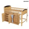 product-open-a31ada00879c461daf11b61c0807b557-goods Twin Size Loft Bed with Storage Cabinet, Wardrobe And LED, Wood Color And Espresso