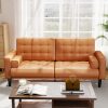 product-open-a36743e3911942bda319f15913fe6a56-goods 70inch Mid-Century Modern Couch, Breathable Faux Leather Couch with Upholstered Cushions/Pillows, Metal Decorative Legs. Combines Comfort And Durability, for Living Rooms/Offices, Convenient And Practical, Easy to Assemble.