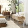 product-open-a37ddf99784844cba52befab3ef02ffb-goods Leda 49' Retro Natural Blonde Sheepskin Fur Bench - Genuine Fur Rectangular Accent Suitable for, Entryway,, Minimalist Scandinavian & Decor, Furniture
