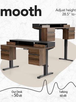 Standing Desk with 6 Drawers, 55 Inch Electric Height Adjustable Stand Up Desk with Storage, Computer Home Office Workstation with Monitor Stand, Electric Height Adjustable Desk