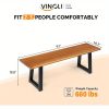 product-open-a410b643644a4f6c99c8f22ce9bfe870-goods Outdoor Bench Measuring 63 Inches by 58 Inches, Featuring Metal Legs And a Rustic Wooden Design, Suitable for Both Indoor And Outdoor Dining on Porches Or Patios