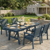 product-open-a41956c5761b4e00ade2dfcc6f9b63be-goods 66.9" Outdoor Dining Table for 4-6, HDPE Patio Table with Umbrella Hole, Waterproof All-Weather Rectangular Table for Backyard, Poolside & Garden